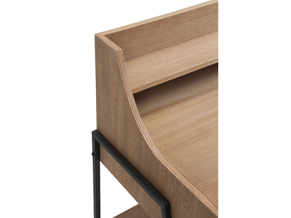 Scrivania in legno di frassino con cassetto e gambe in metallo