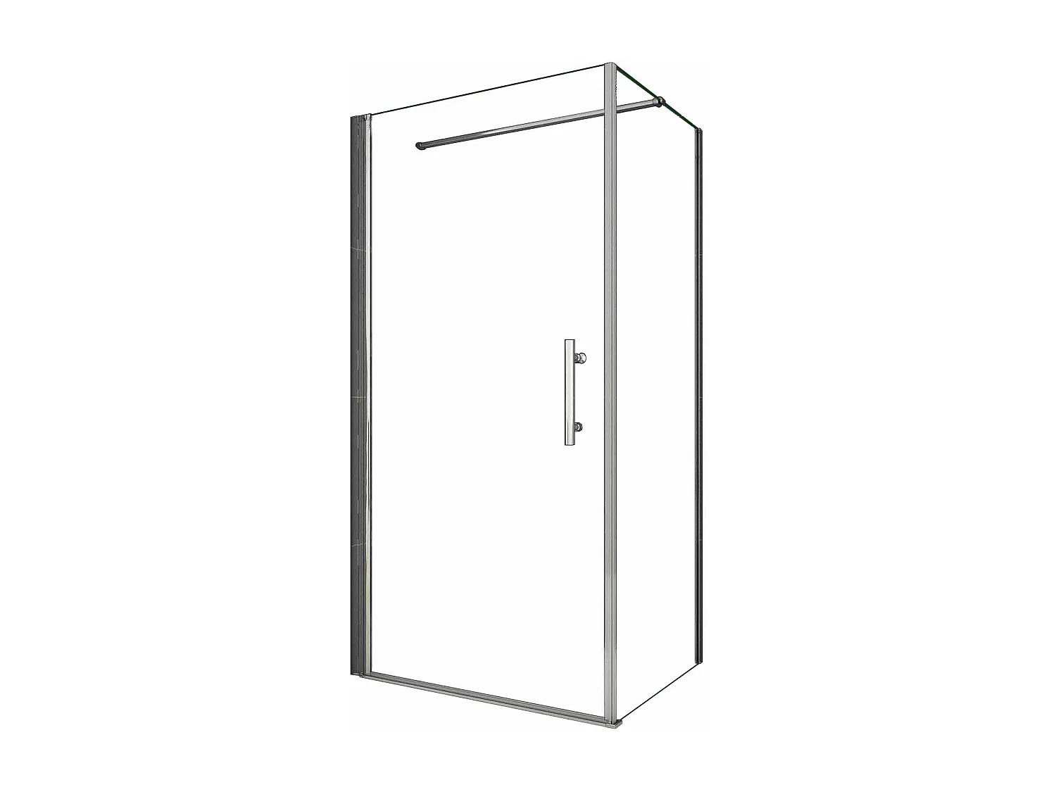 Porta de duche Bater e Painel lateral uma Barra fixa 140cm Perfil cromado Vidro Anticalcário 6mm (780-800)x(740-760)x1950mm-AICA