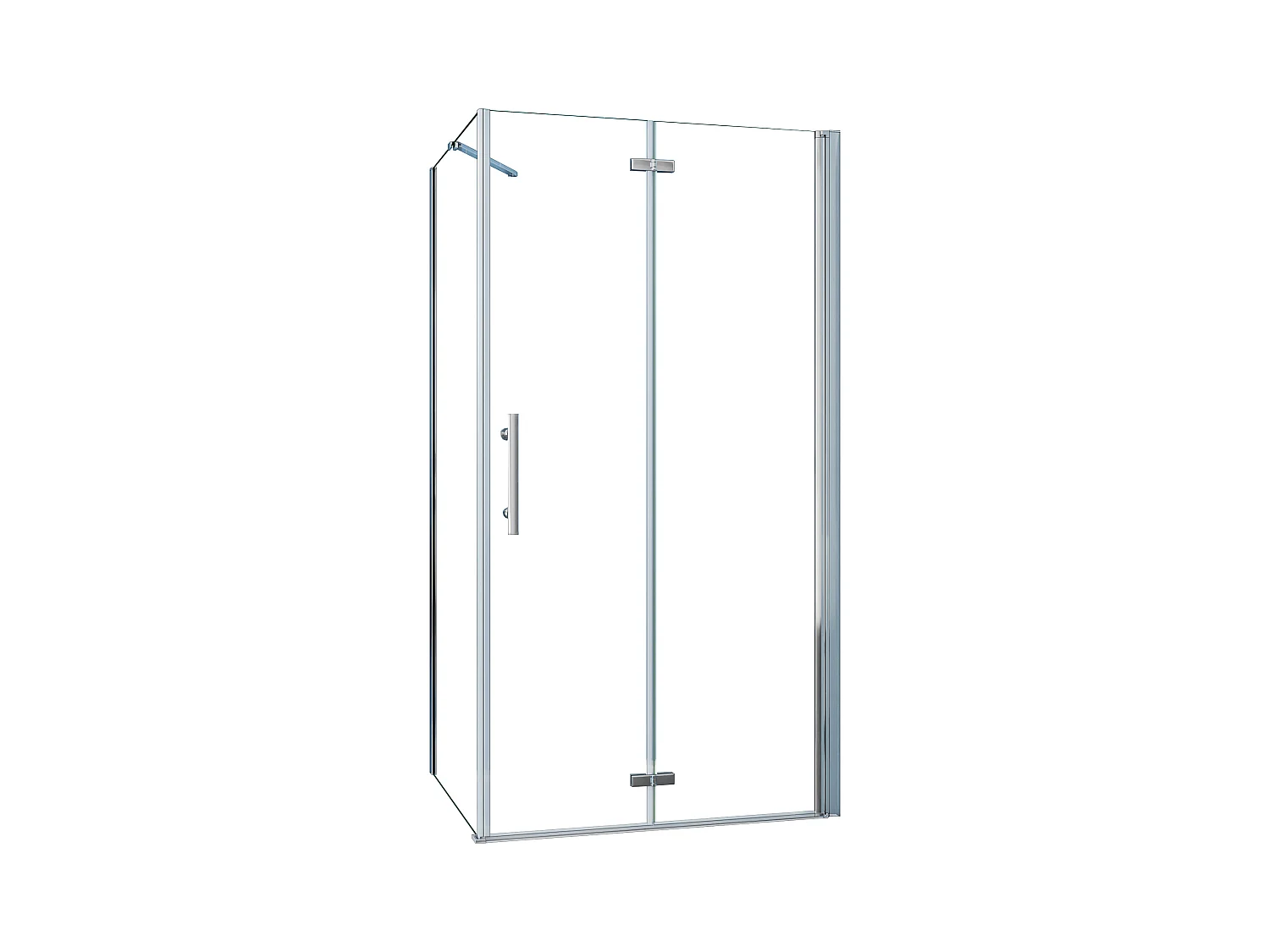 Porta de duche de fole e Painel lateral uma Barra 50cm Perfil cromado Vidro Anticalcário 6mm (680-700)x(680-700)x1950mm-AICA