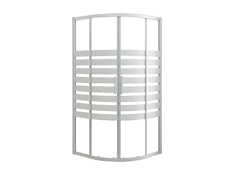 AICA Mampara de Ducha Curva Semicircular Corredera,Perfil Gris Mate,Vidrio Templado Serigrafiado 5mm (780-800)x(780-800)x1950mm