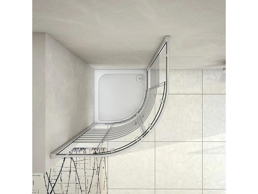 AICA Mampara de Ducha Curva Semicircular Corredera,Perfil Gris Mate,Vidrio Templado Serigrafiado 5mm (780-800)x(780-800)x1950mm