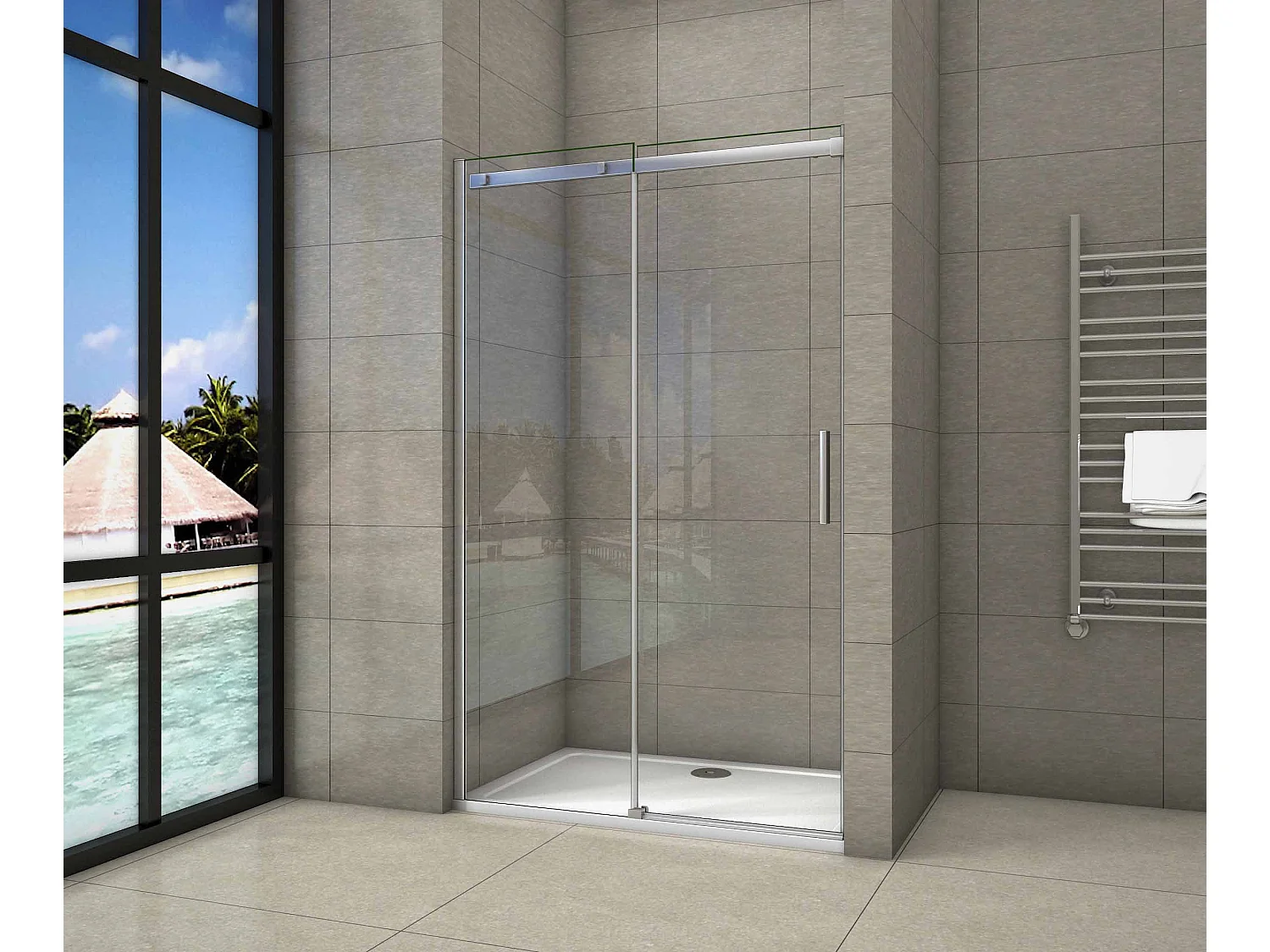 AICA Mampara de Ducha Frontal Corredera,Perfil Cromado,Vidrio Antical 8mm (1560-1600)x1950mm