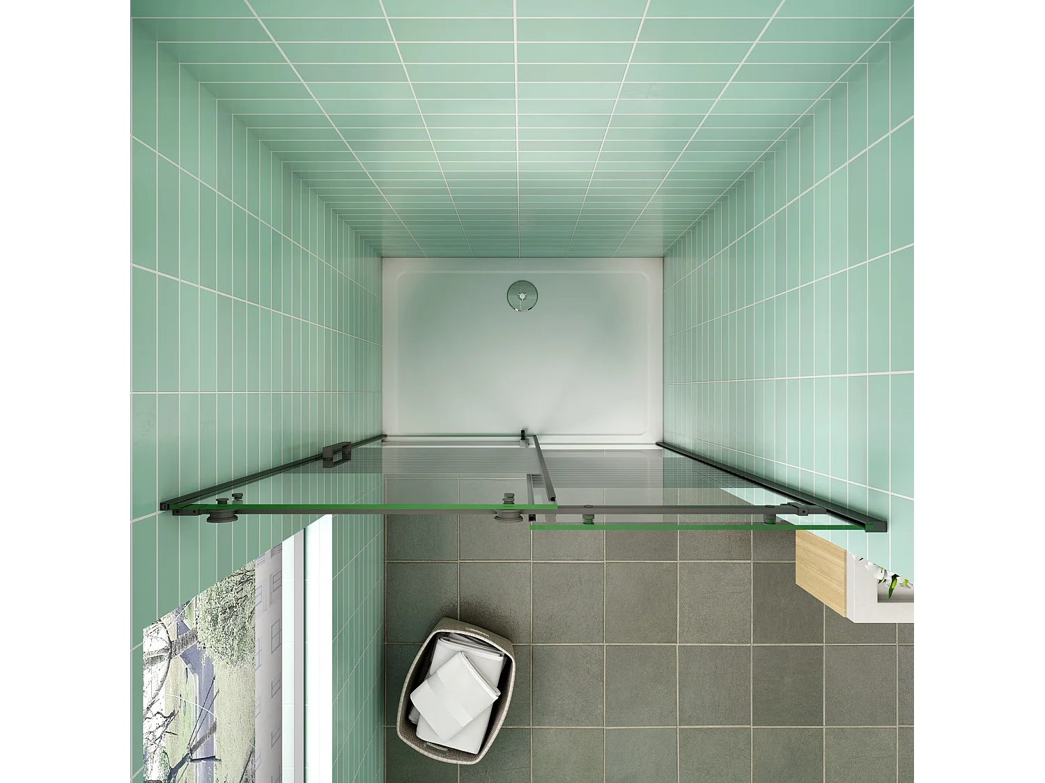 AICA Mampara de Ducha Corredera Frontal,Perfil Negro Mate,Vidrio Templado Serigrafiado 8mm Antical (1160-1200)x2000mm