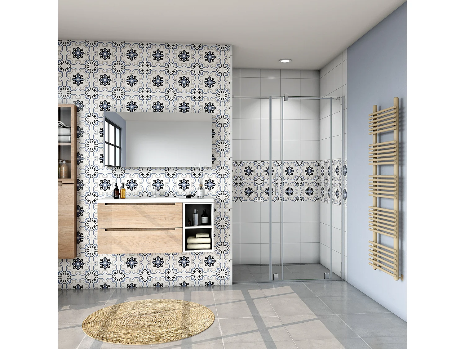 Porta de duche correr Perfil cromado com Barra Vidro Anticalcário 8mm (1180-1200)x1950mm-AICA