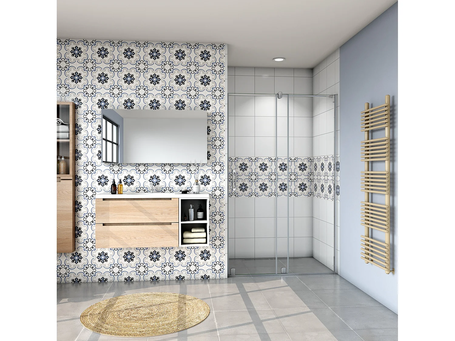 Porta de duche correr Perfil cromado com Barra Vidro Anticalcário 8mm (1180-1200)x1950mm-AICA