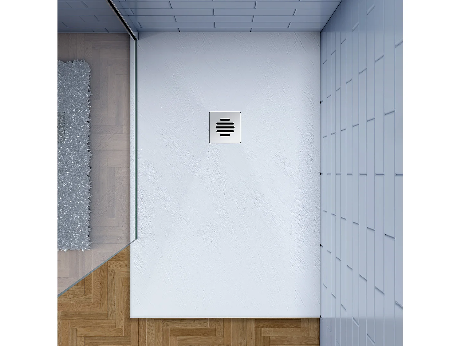 Base de duche Retangular 80x140x3cm Branco textura de ardósia+Dreno com tampa de aço inoxidável em forma de grade-AICA