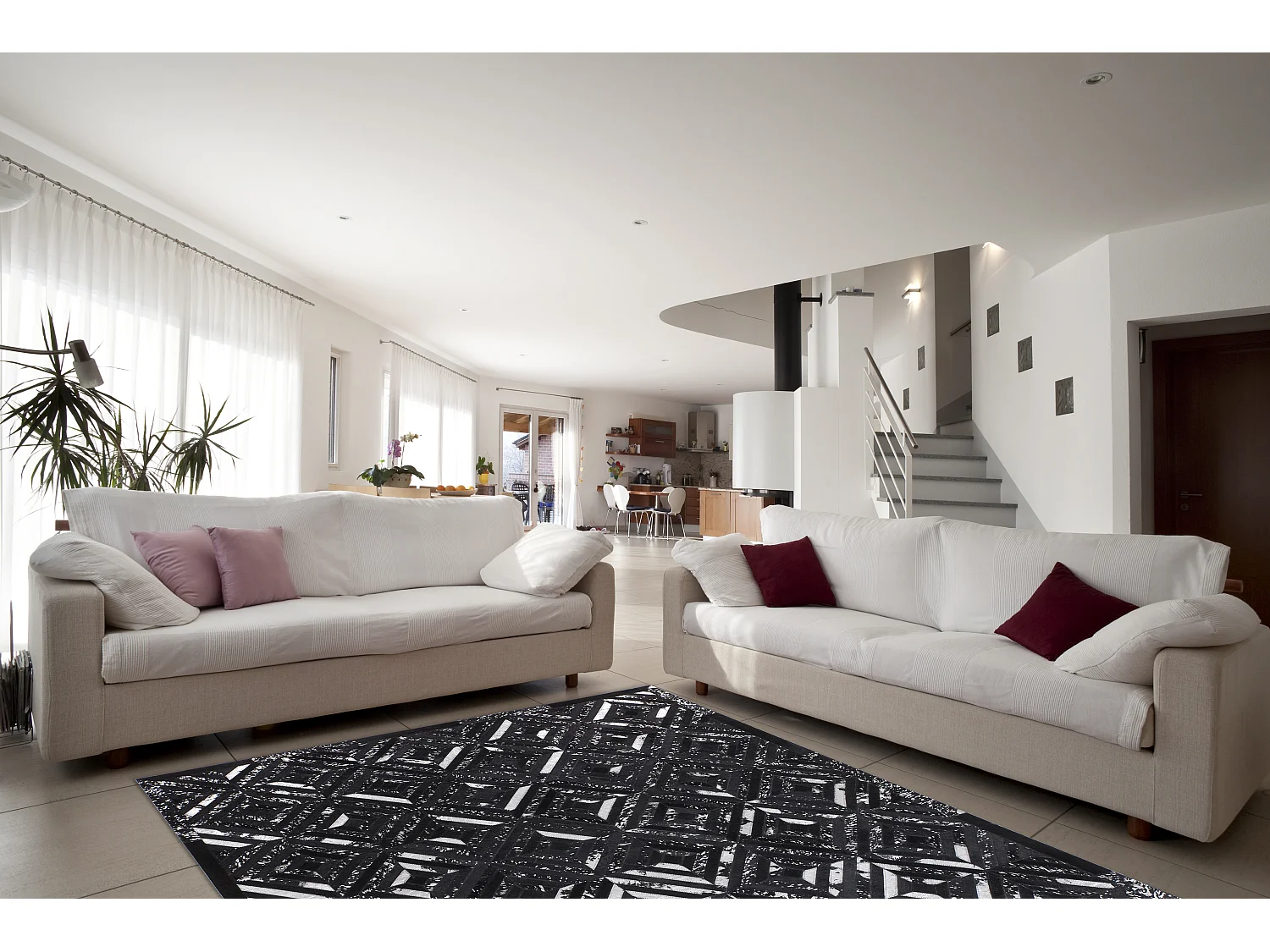 Vloerkleed - Zara 410 Zwart / Zilver 120cm x 170cm