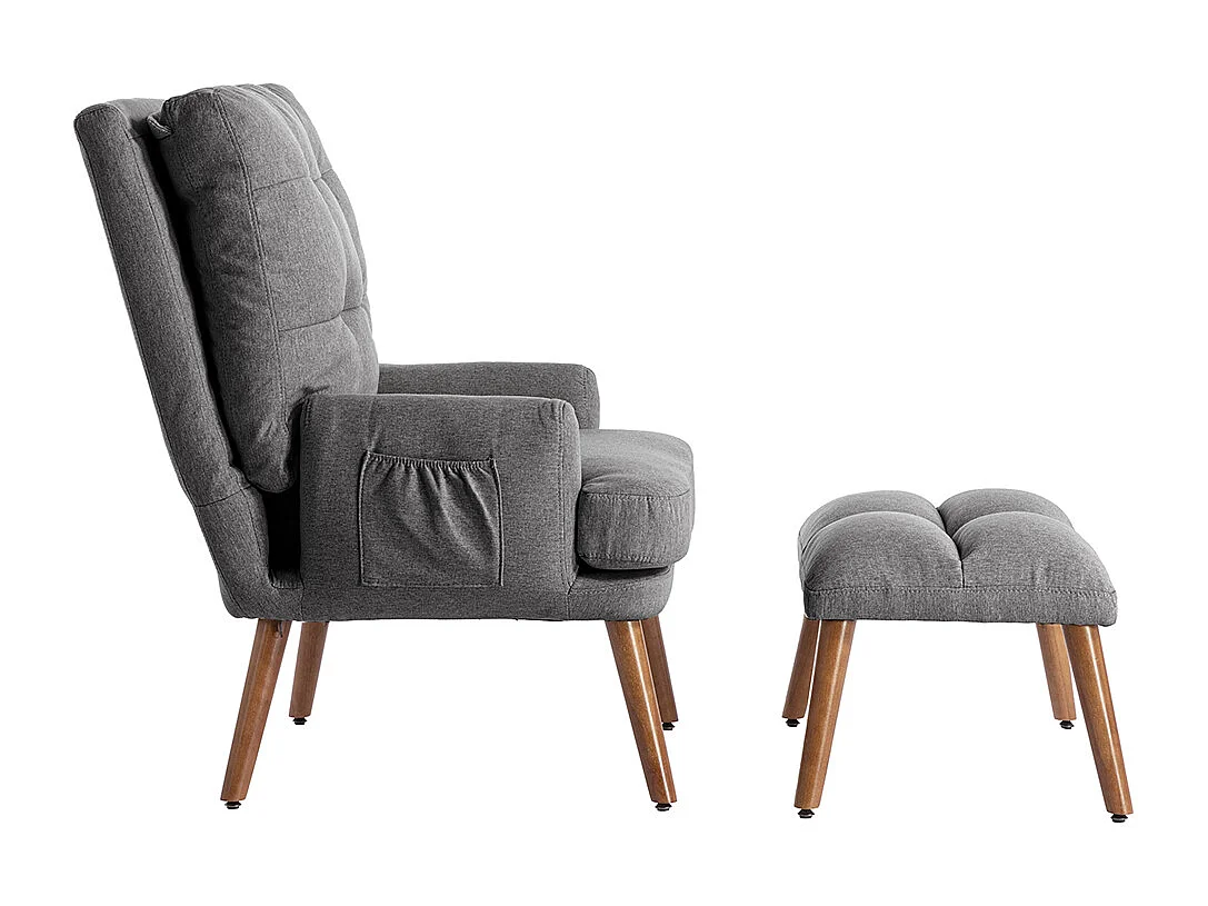 Tumbona con reposapiés, respaldo ajustable en 10 posiciones, reclinable, silla con almacenamiento lateral