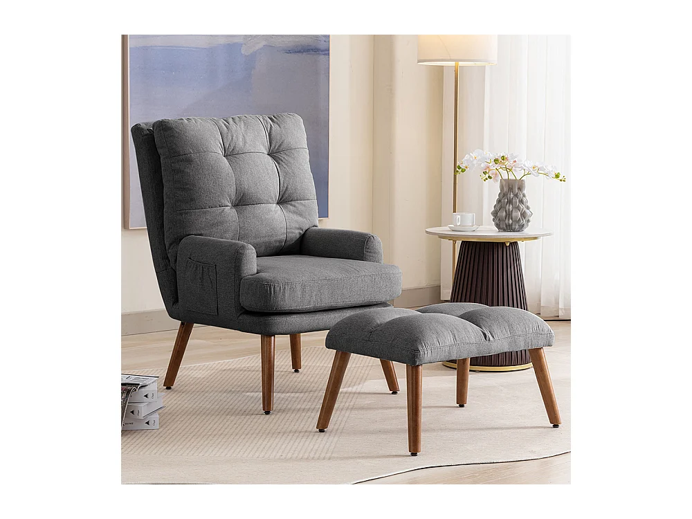 Lounge-Sessel mit Fußstütze, 10-fach verstellbarer Rückenlehne, neigbar, Stuhl mit seitlichem Stauraum