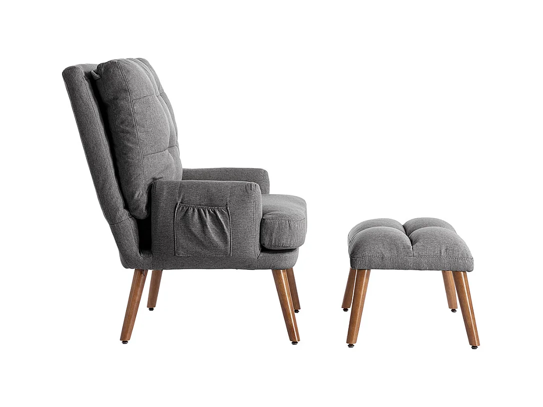 Lounge-Sessel mit Fußstütze, 10-fach verstellbarer Rückenlehne, neigbar, Stuhl mit seitlichem Stauraum