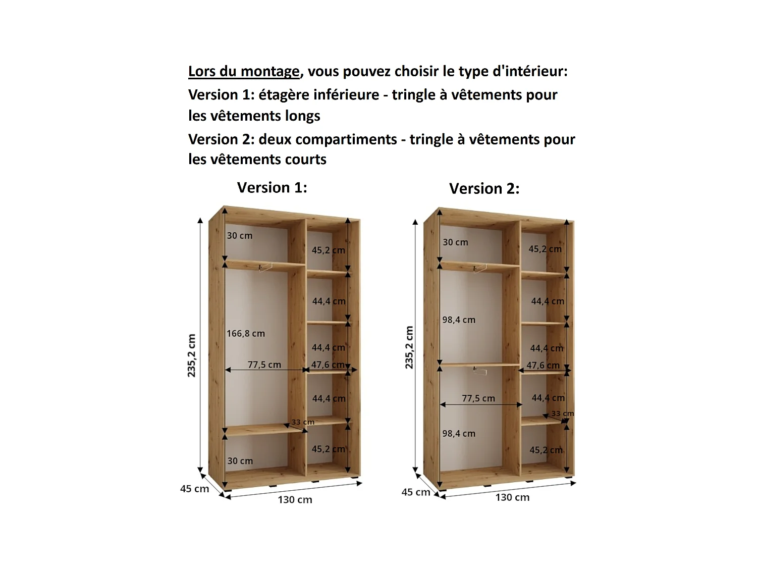 SCHWEBETÜRENSCHRANK 235,2/130/45 2-türig