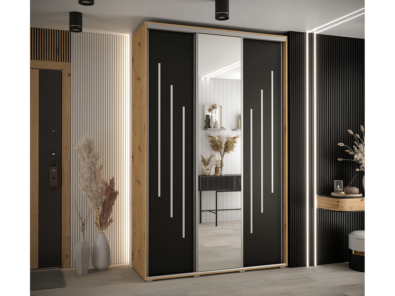 ARMOIRE DAVOS 9 À PORTES COULISSANTES 235,2/160/60 3 portes