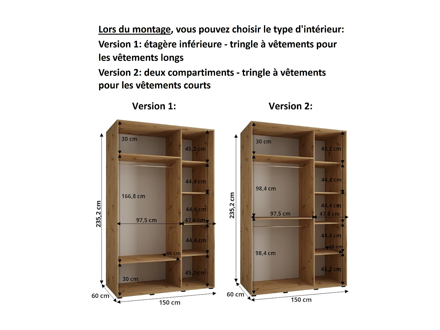 ARMOIRE DAVOS 10 À PORTES COULISSANTES 235,2/150/60 3 portes