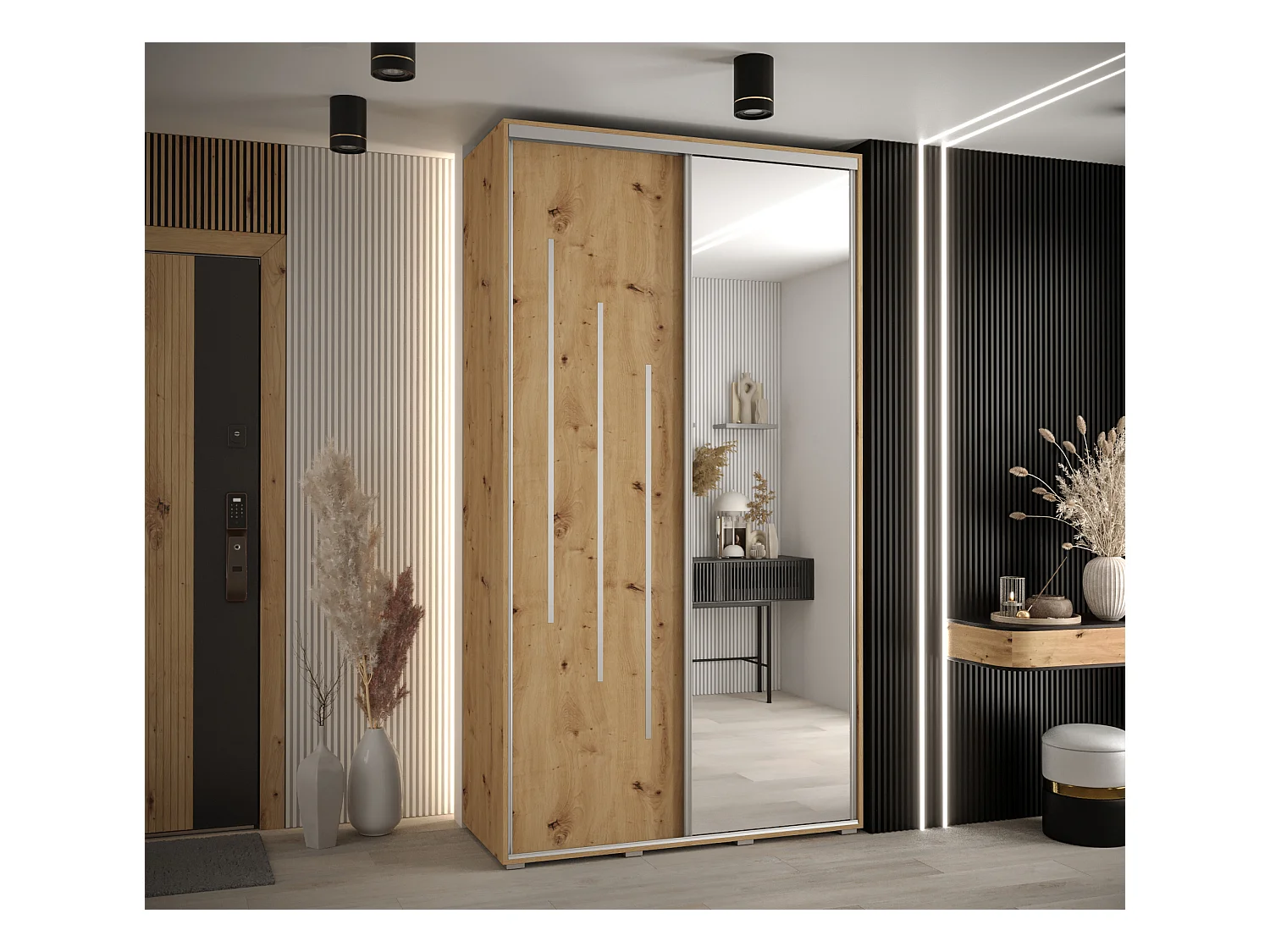 ARMOIRE DAVOS 9 À PORTES COULISSANTES 235,2/130/60 2 portes