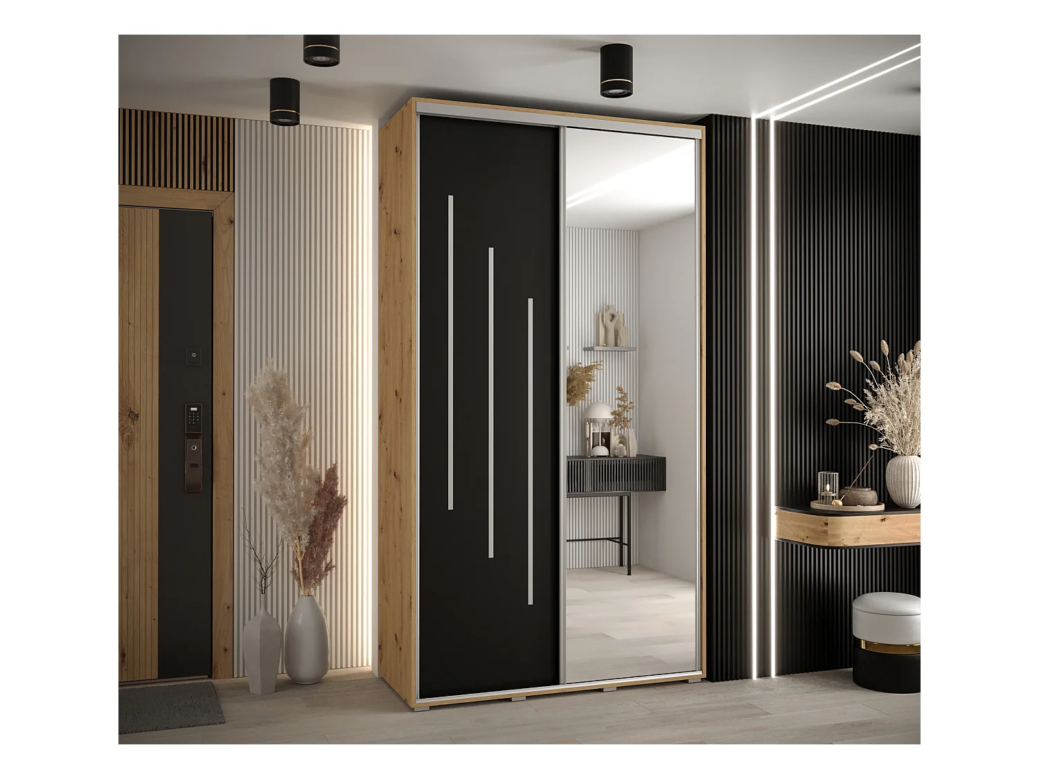 ARMOIRE DAVOS 9 À PORTES COULISSANTES 235,2/130/60 2 portes