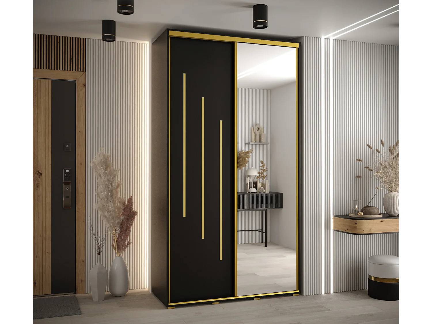 ARMOIRE DAVOS 9 À PORTES COULISSANTES 235,2/140/60 2 portes