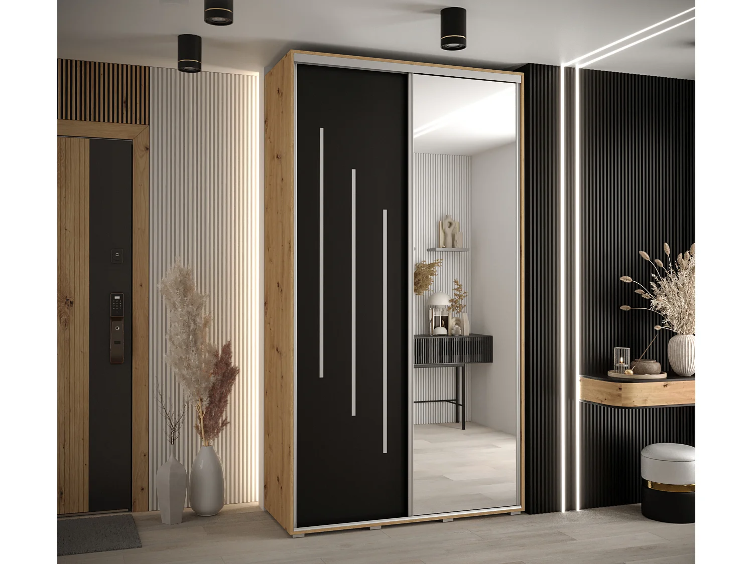 ARMOIRE DAVOS 9 À PORTES COULISSANTES 235,2/140/60 2 portes