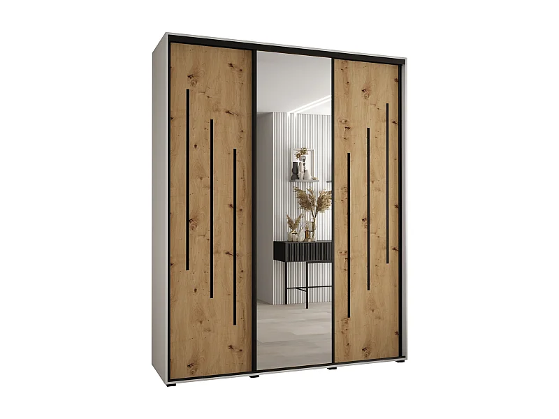 ARMADIO CON PORTE SCORREVOLI DAVOS 9 235,2/190/45 3 porta (Bianco/Artisan/Nero)