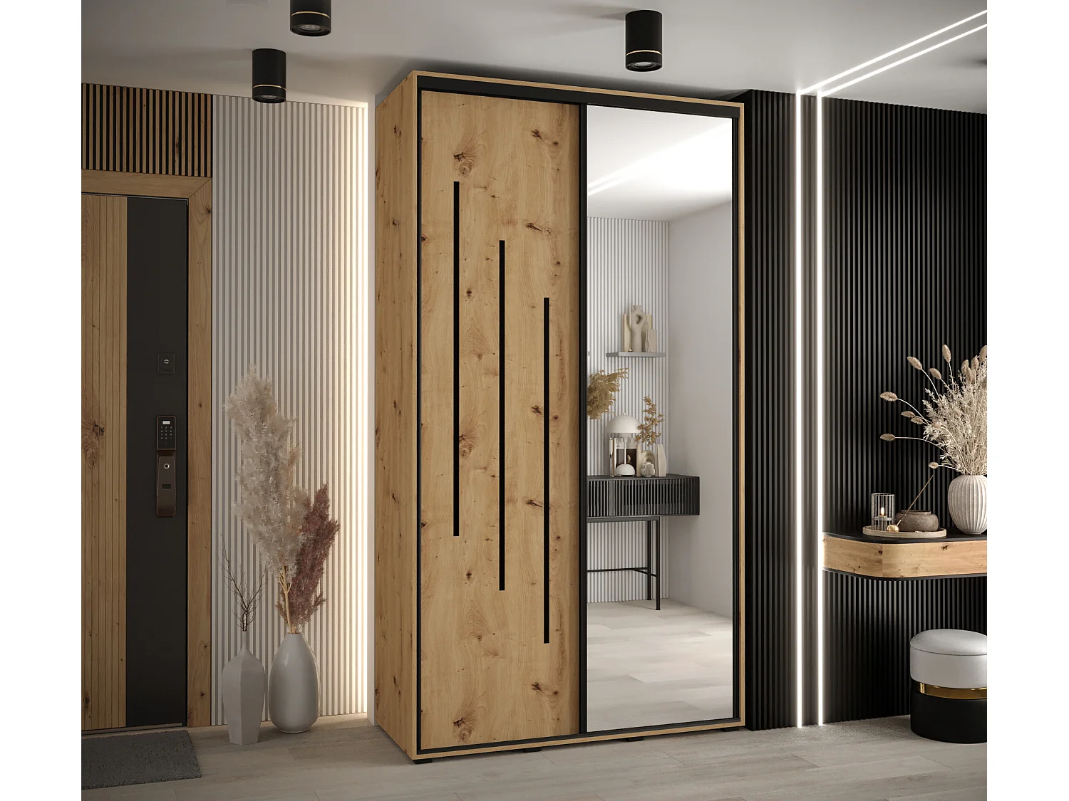 ARMOIRE DAVOS 9 À PORTES COULISSANTES 235,2/130/60 2 portes