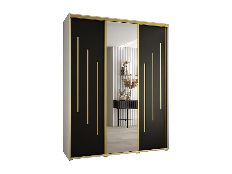 ARMADIO CON PORTE SCORREVOLI DAVOS 9 235,2/200/45 3 porta (Bianco/Nero/Dorato)