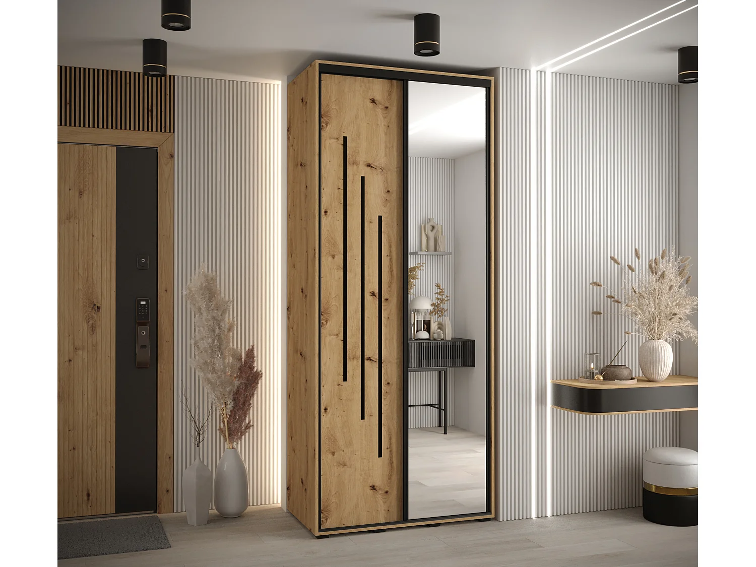 ARMOIRE DAVOS 9 À PORTES COULISSANTES 235,2/110/60 2 portes