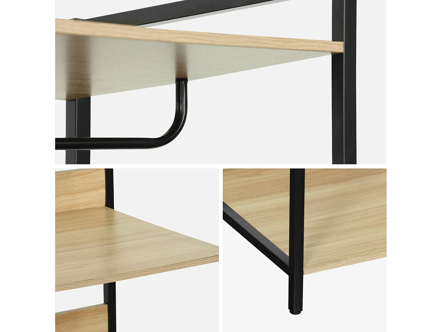 Module dressing noir avec 1 penderie et 3 étagères. L 60 x P 48 x H 190 cm