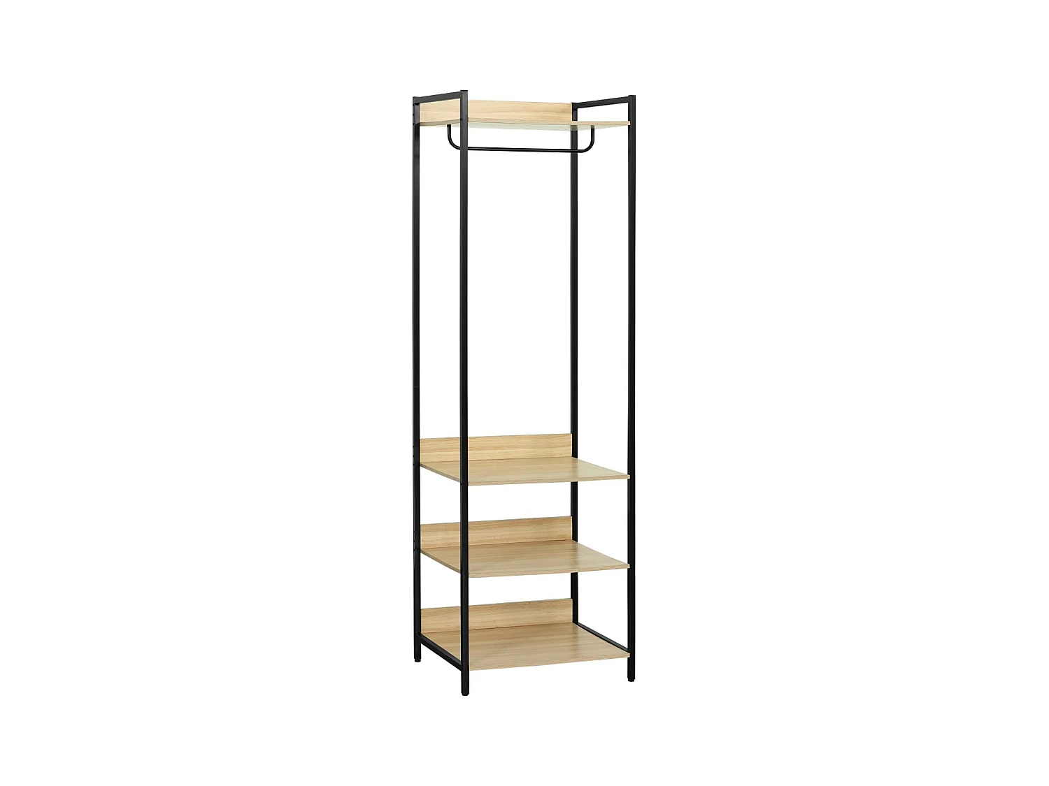 Module dressing noir avec 1 penderie et 3 étagères. L 60 x P 48 x H 190 cm