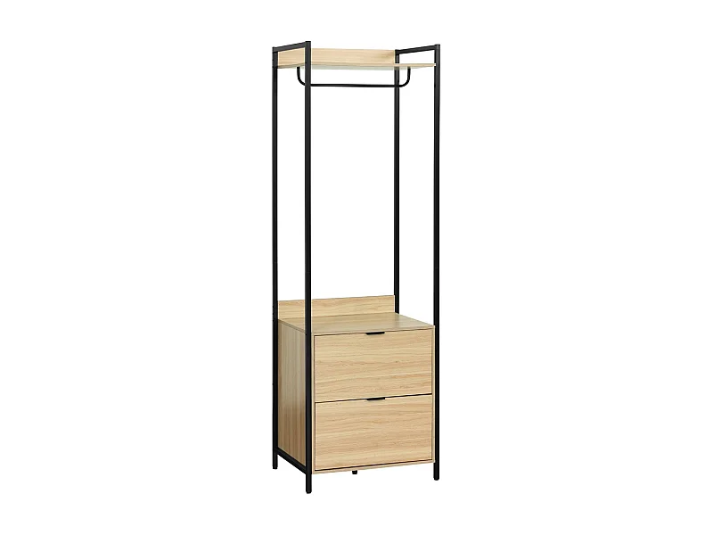 Module dressing noir avec 1 penderie. 2 tiroirs et 1 étagère. L 60 x P 48 x  H 190 cm