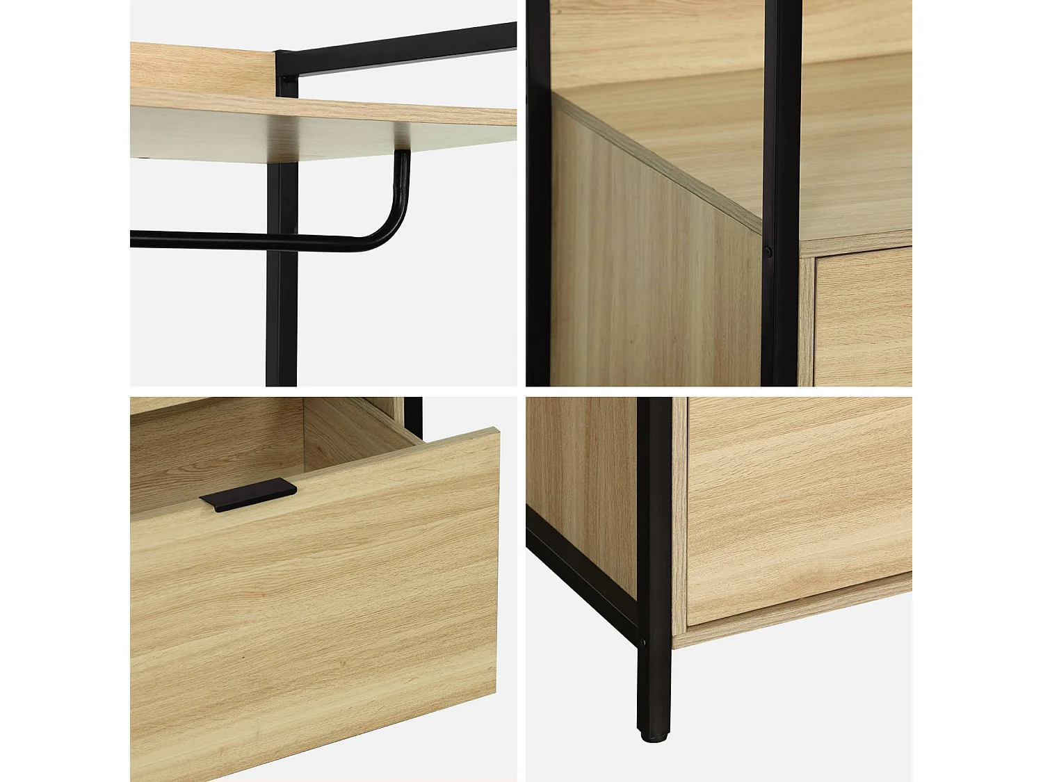 Module dressing noir avec 1 penderie. 2 tiroirs et 1 étagère. L 60 x P 48 x  H 190 cm