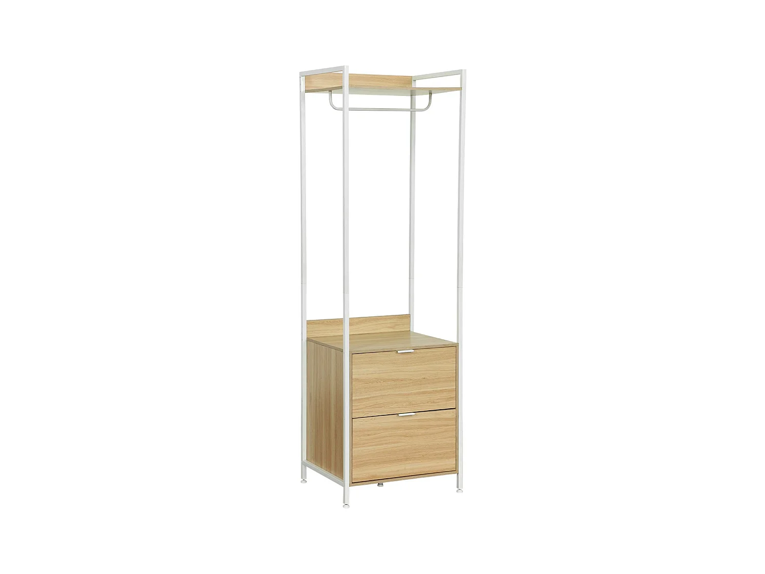 Module dressing blanc avec 1 penderie. 2 tiroirs et 1 étagère. L 60 x P 48 x  H 190 cm