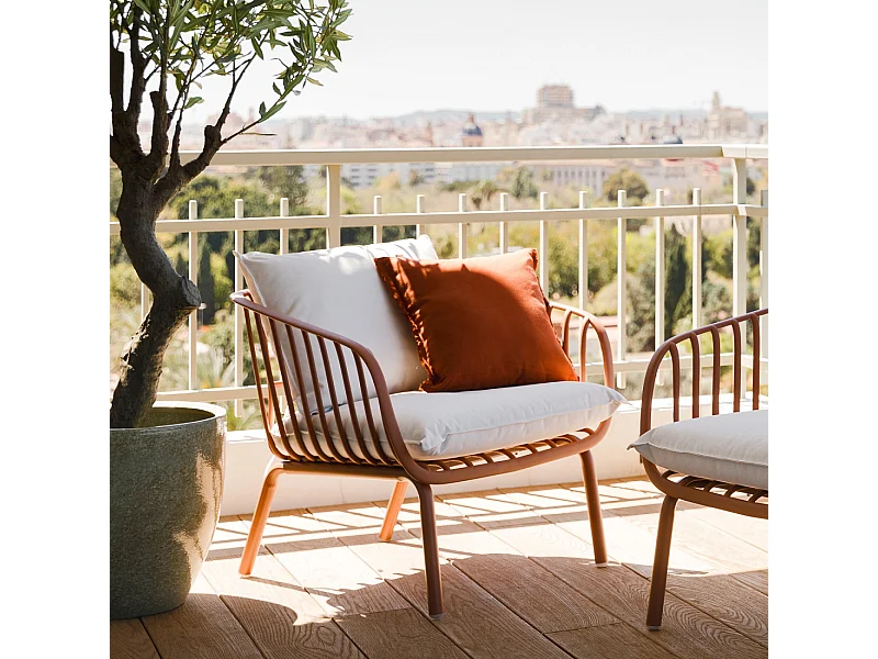 Fauteuil extérieur métal terracotta 80 cm x 78,5 cm-Madeira