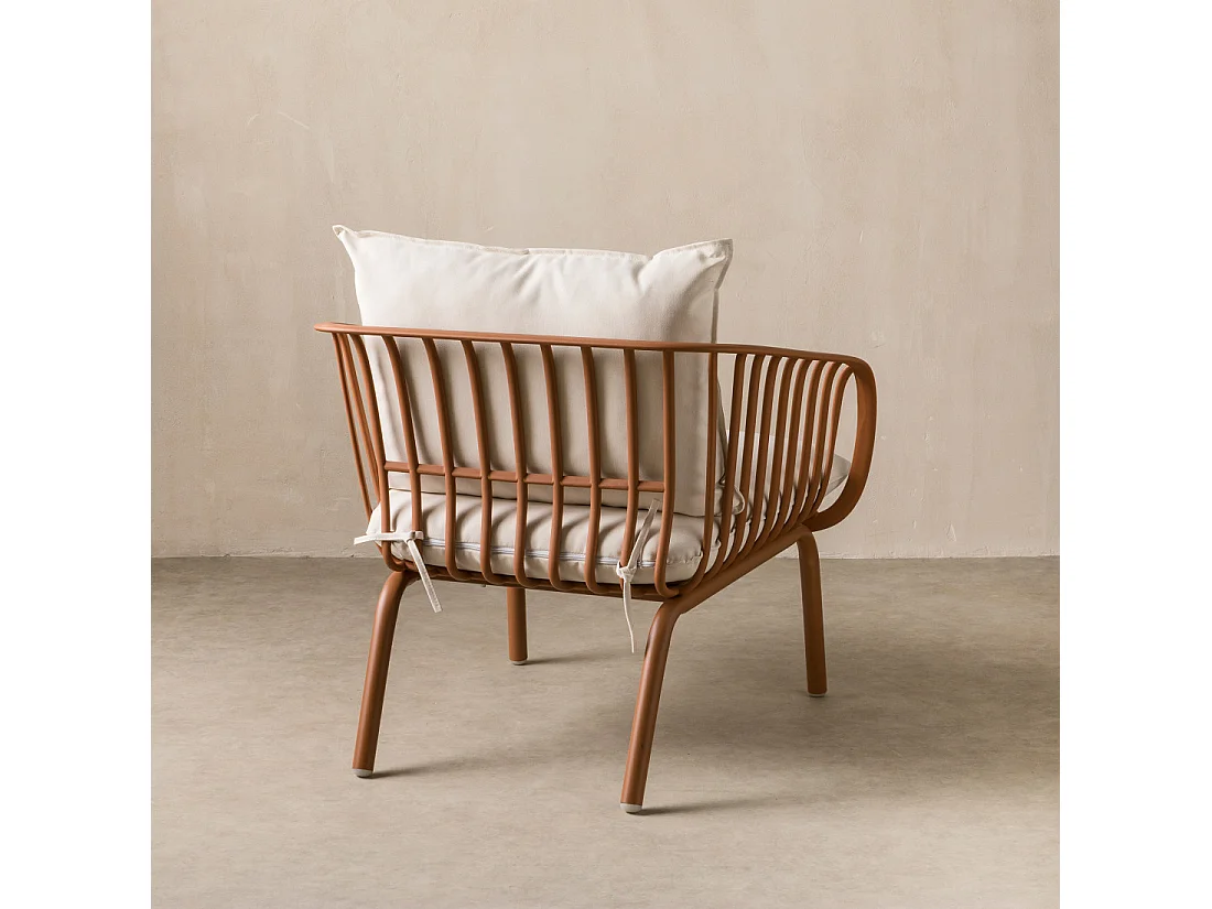 Fauteuil extérieur métal terracotta 80 cm x 78,5 cm-Madeira