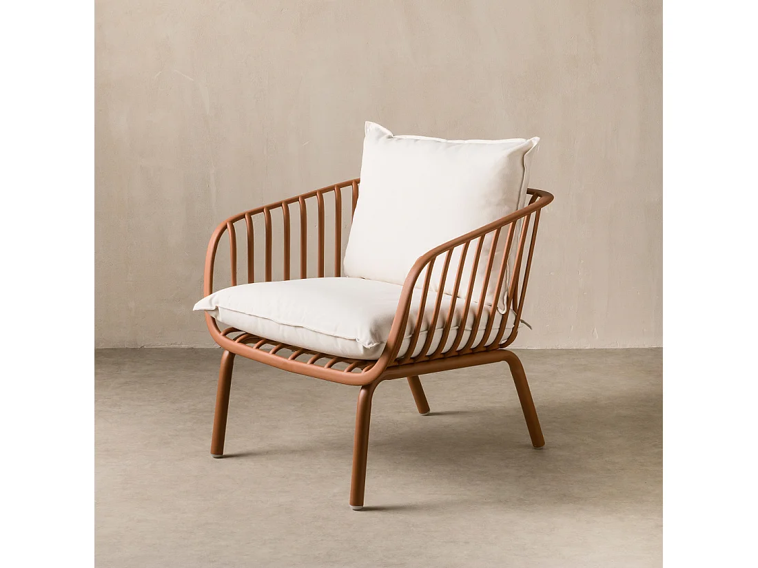 Fauteuil extérieur métal terracotta 80 cm x 78,5 cm-Madeira