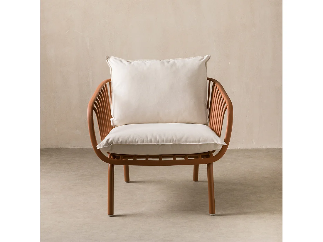 Fauteuil extérieur métal terracotta 80 cm x 78,5 cm-Madeira