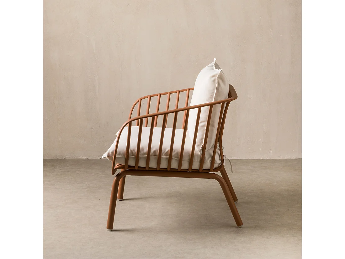 Fauteuil extérieur métal terracotta 80 cm x 78,5 cm-Madeira