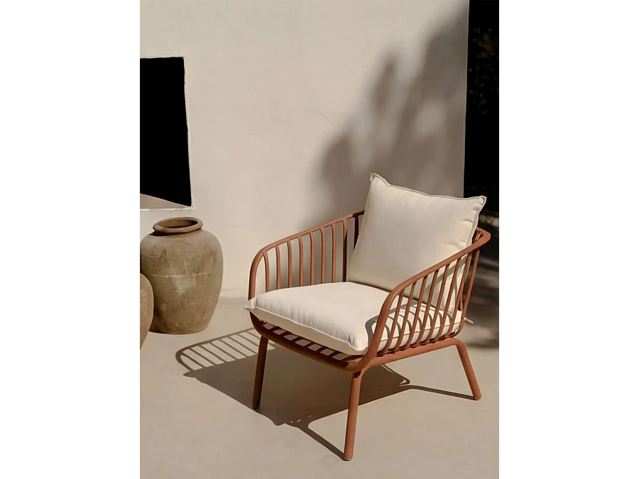 Fauteuil extérieur métal terracotta 80 cm x 78,5 cm-Madeira
