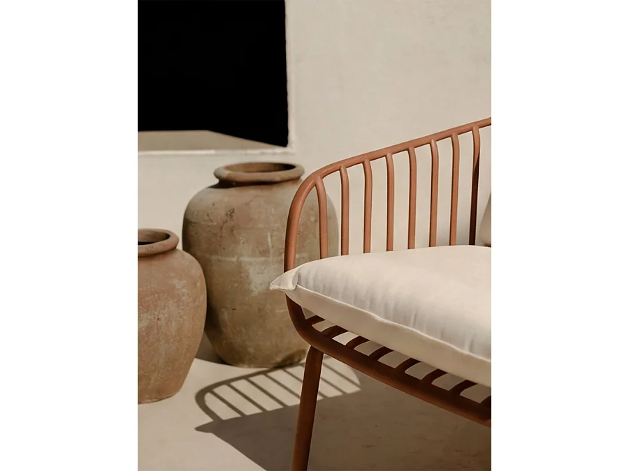 Fauteuil extérieur métal terracotta 80 cm x 78,5 cm-Madeira