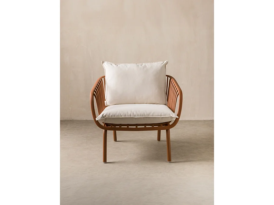 Fauteuil extérieur métal terracotta 80 cm x 78,5 cm-Madeira