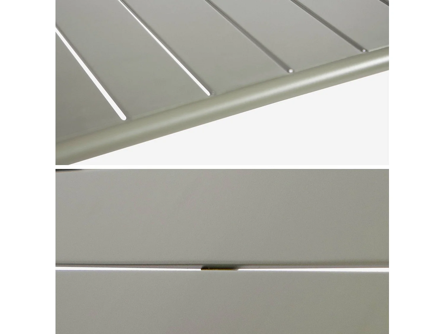 Mesa alta de jardín metálica, 4 plazas verde kaki