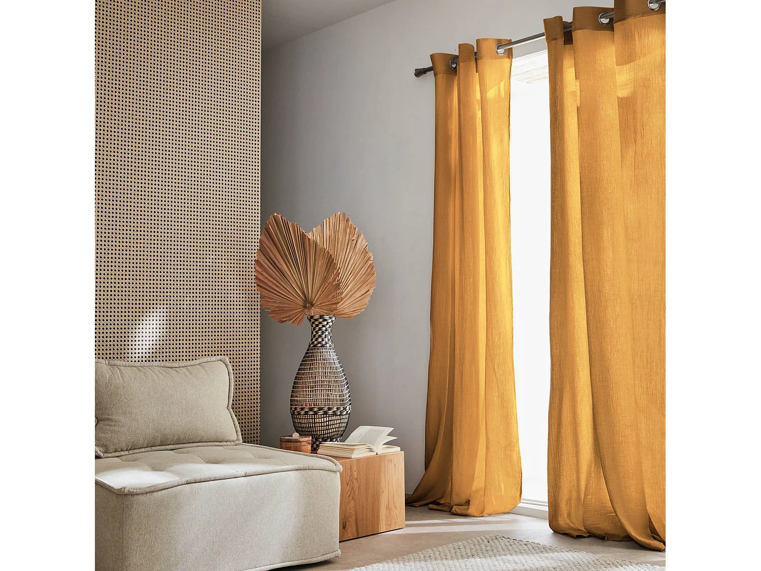 Cortinas de gasa de algodón, set de 2