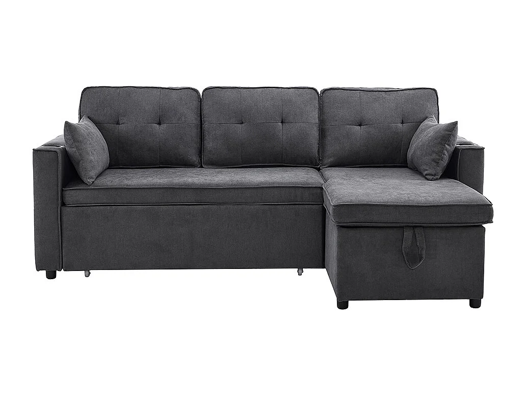 Sofa's met slaapfunctie, L-vormige sofa's, gestoffeerde meubelen, sofa's, loungers met bekerhouders,Zwart