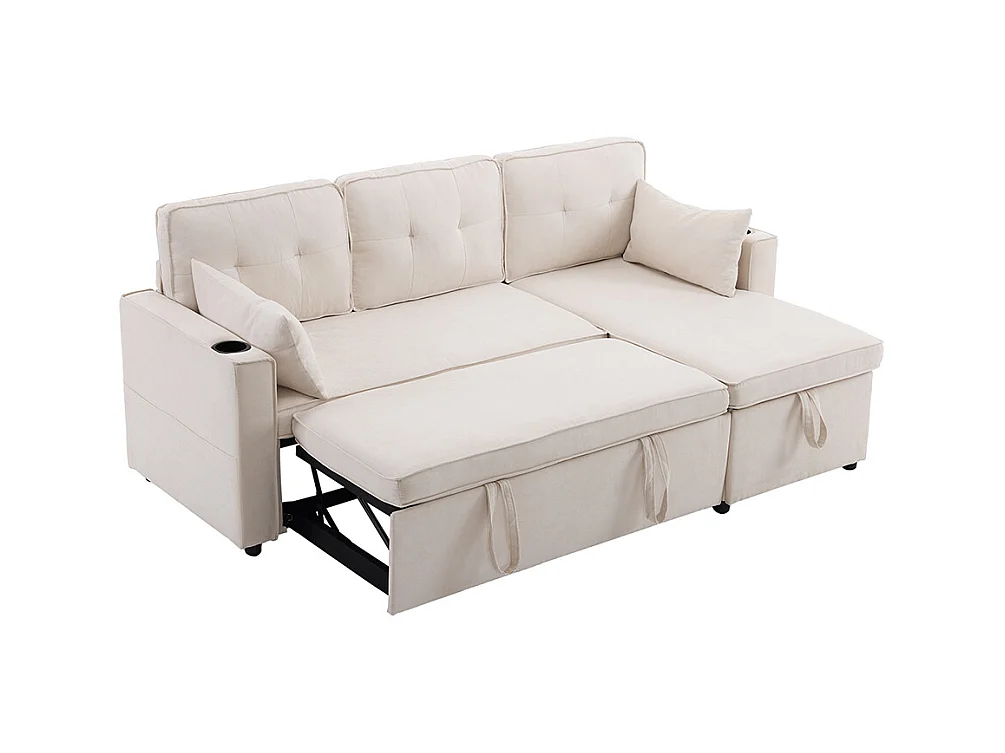 Sofás com função de dormir, sofás em forma de L, móveis estofados, sofás, espreguiçadeiras com suportes para copos,Bege