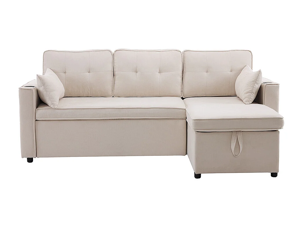 Sofa's met slaapfunctie, L-vormige sofa's, gestoffeerde meubelen, sofa's, loungers met bekerhouders,Beige