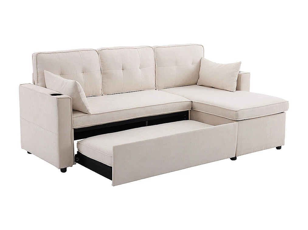 Canapés avec fonction de couchage, canapés en L, meubles rembourrés, canapés, chaises longues avec porte-gobelets,Beige