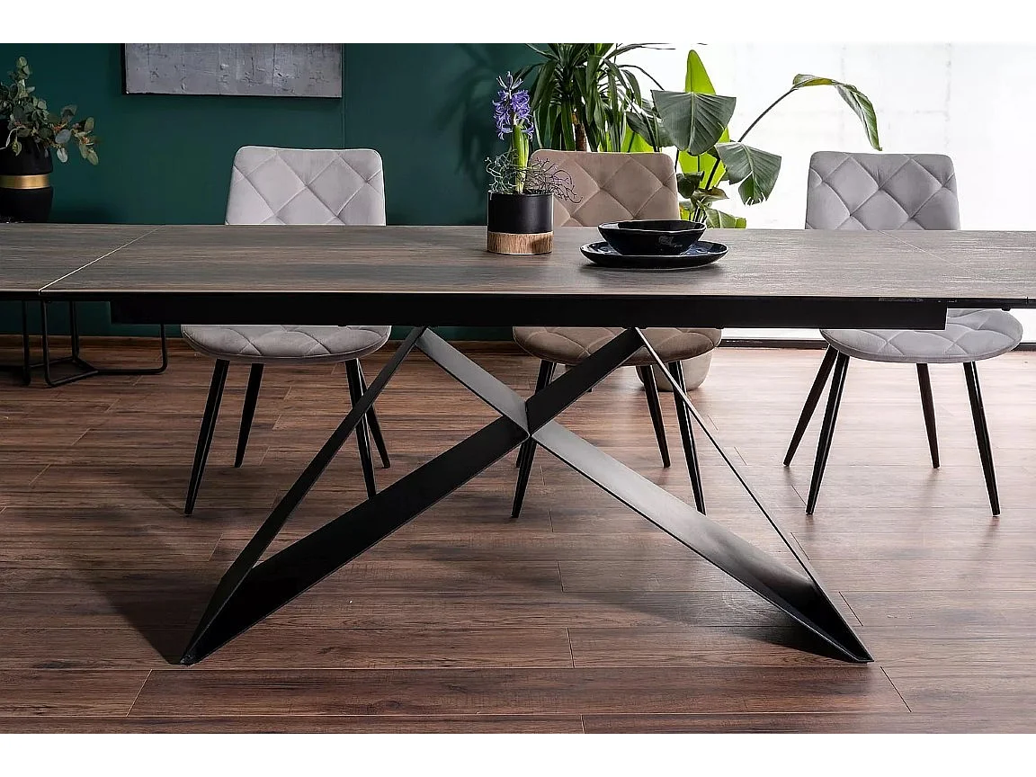Table à manger design extensible avec plateau en céramique Legno 160-240 cm Holly