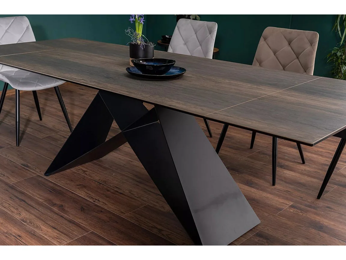 Tavolo da pranzo di design allungabile con piano in ceramica Legno 160-240 cm Holly