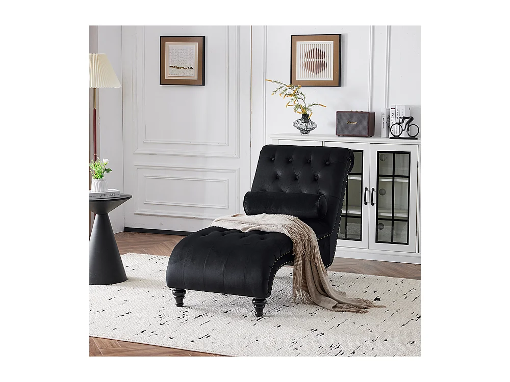 Chaise longue, chaise longue, chaise longue met koperen nagels aan de zijkanten, met lendenkussen
