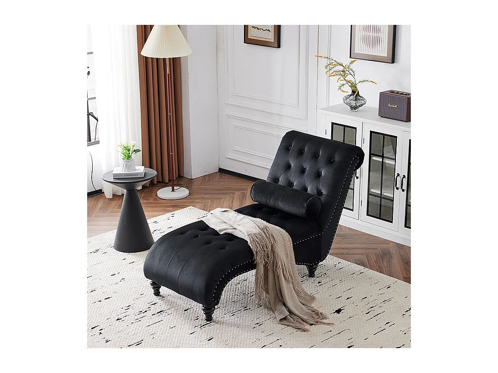 Chaise longue, chaise longue, chaise longue met koperen nagels aan de zijkanten, met lendenkussen