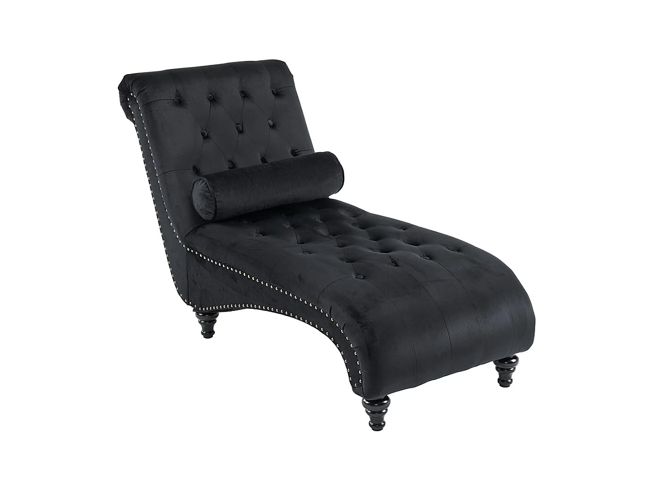 Chaise longue, chaise longue, chaise longue met koperen nagels aan de zijkanten, met lendenkussen