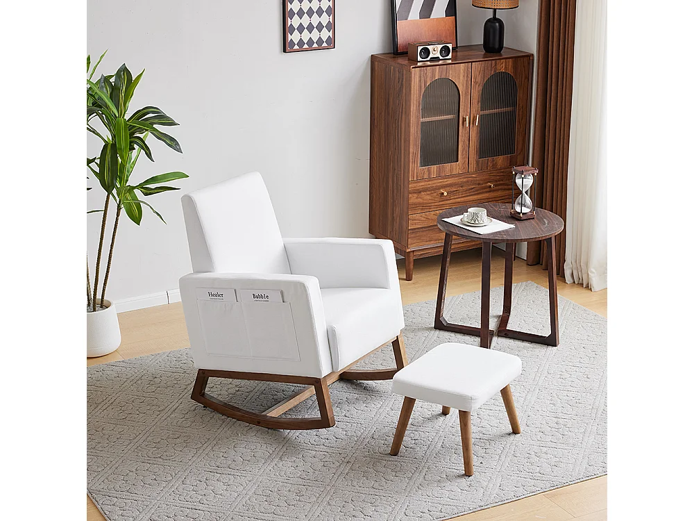 Schommel chaise longue met voetensteun, voor- en achterwip met opbergtas